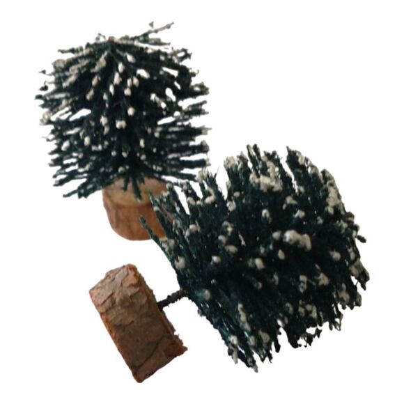 Lemax Bottle Brush Tree Green Flocked Christmas Village Round Wood Base Vtg 90s. - Picture 9 of 10